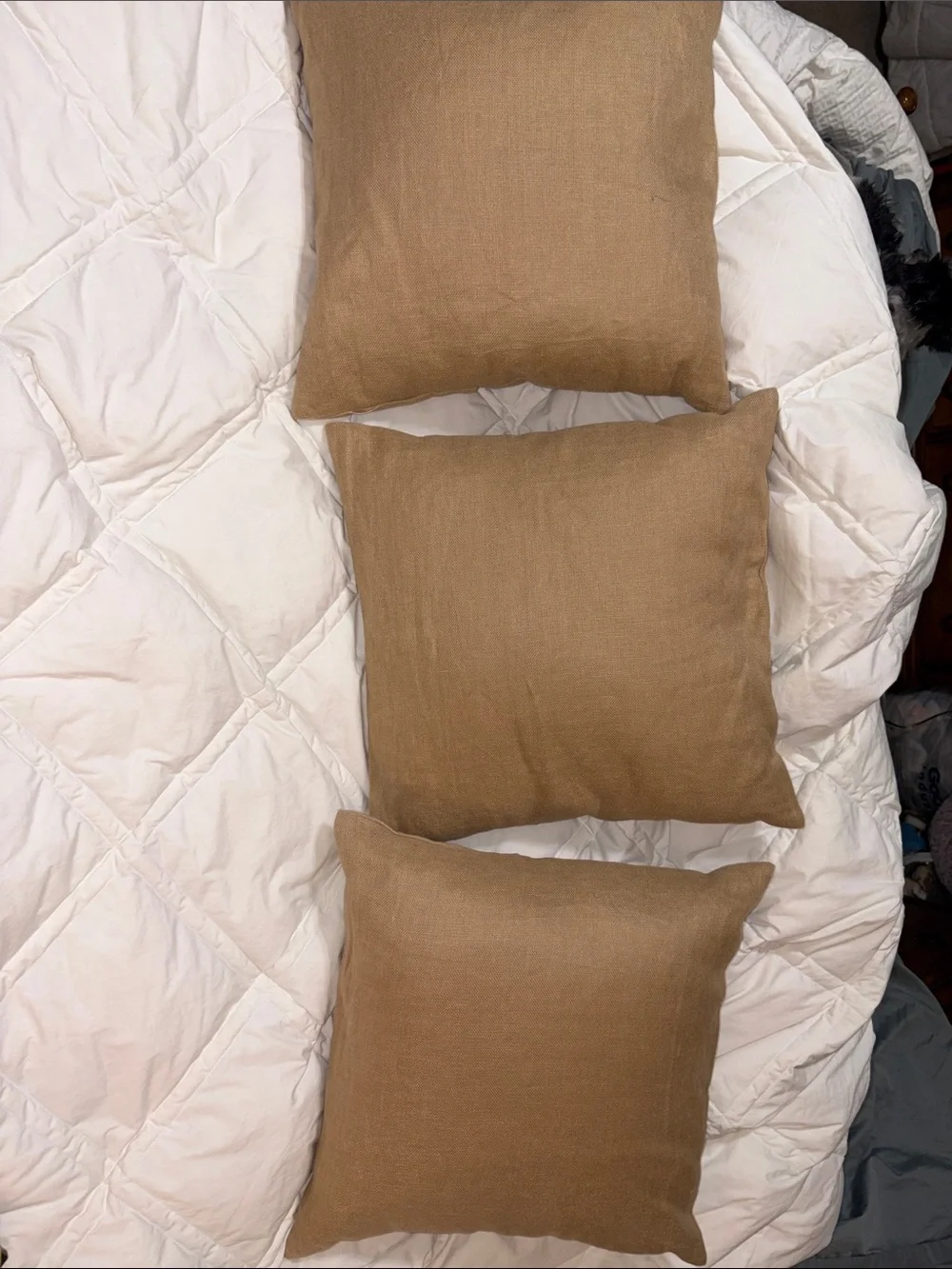 Set of 3 Like new Pottery Barn Linen Throw Pillow + Down Insert